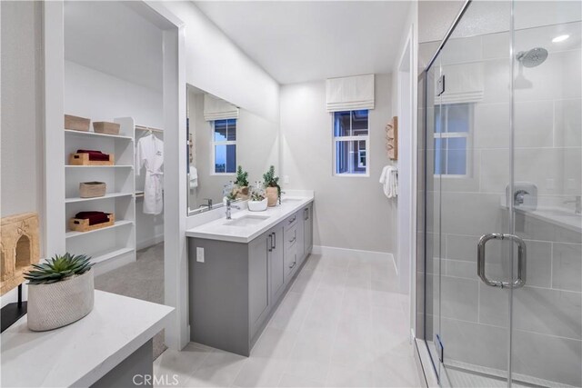 105 Great Park Blvd, Irvine, CA 92618 - bathroom with a stall shower, vanity, and baseboards