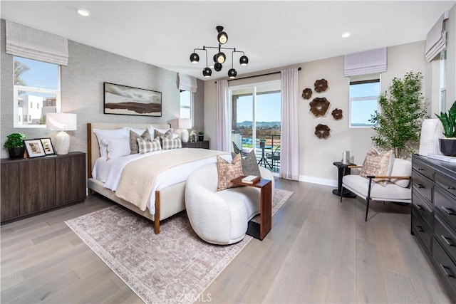 105 Great Park Blvd, Irvine, CA 92618 - bedroom with light wood-type flooring, access to exterior, baseboards, and recessed lighting