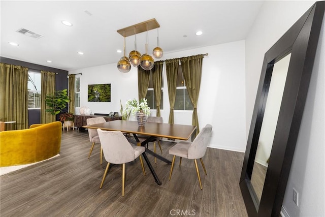 16015 Almond Ave, Chino, CA 91708 - dining space with recessed lighting, visible vents, wood finished floors, and baseboards
