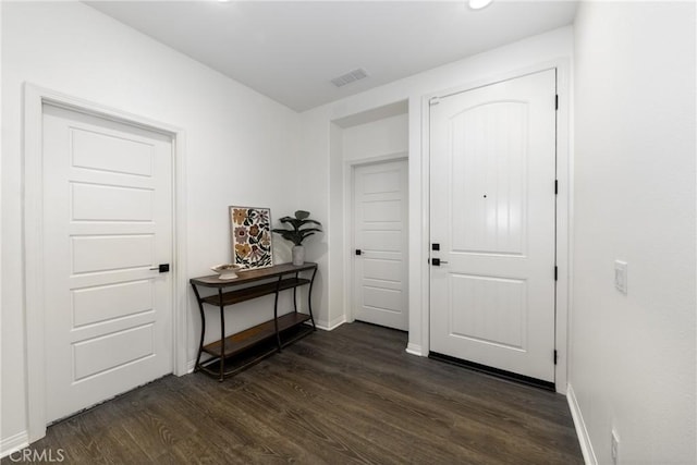 16015 Almond Ave, Chino, CA 91708 - foyer featuring baseboards, visible vents, dark wood-type flooring, and recessed lighting