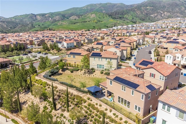 aerial view with a mountain view and a residential view