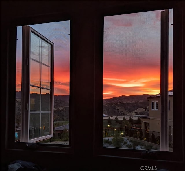interior space featuring a mountain view