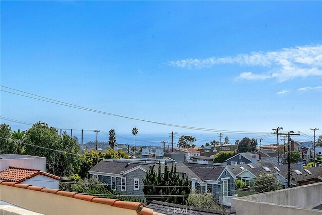 view of water feature with a residential view