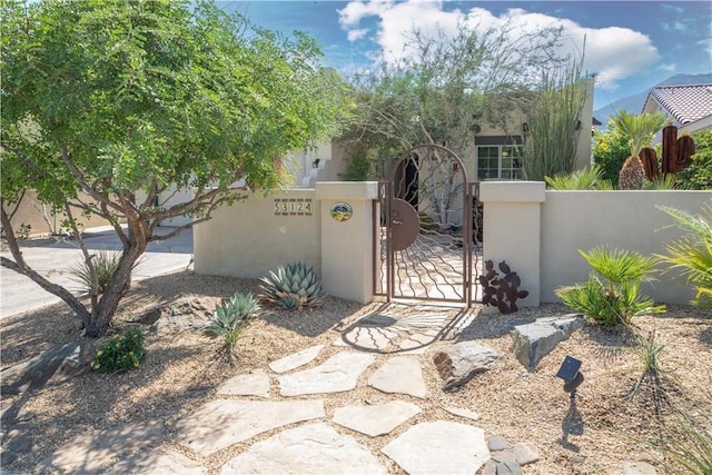 view of gate featuring a fenced front yard