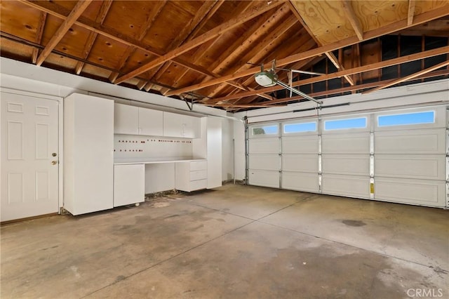 garage with a garage door opener