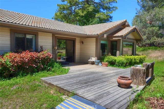 50366 Rd 420, Coarsegold, CA 93614 - rear view of house with a deck and a tile roof