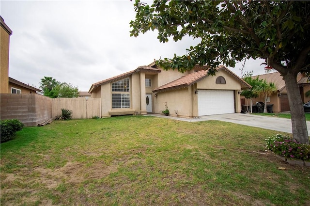 1284 William Mcgrath St, Colton, CA 92324 - mediterranean / spanish home with concrete driveway, stucco siding, a garage, and a tiled roof