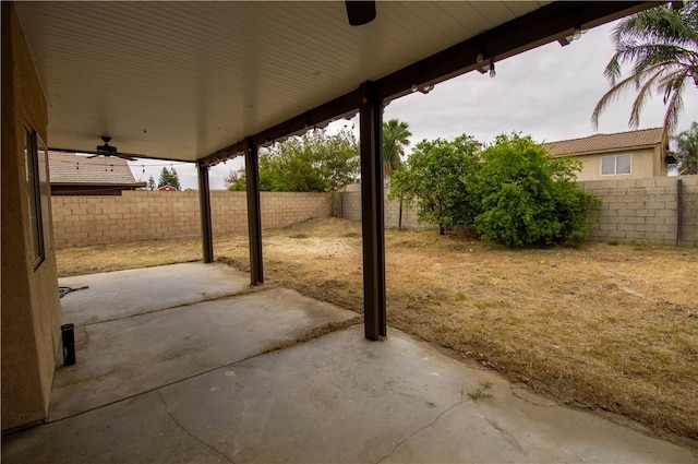 1284 William Mcgrath St, Colton, CA 92324 - view of patio / terrace featuring ceiling fan and a fenced backyard