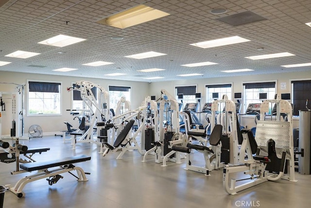 exercise room with plenty of natural light