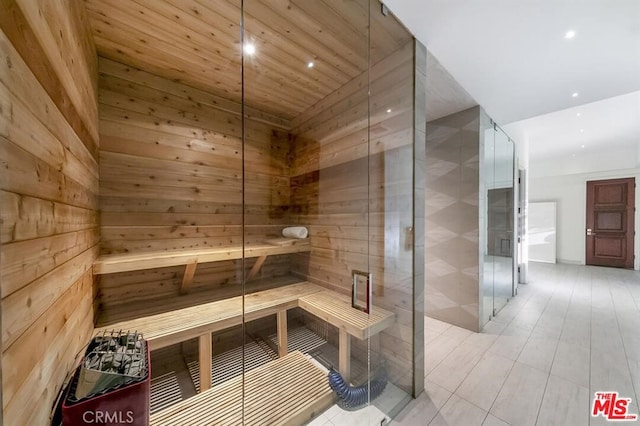 view of sauna / steam room featuring recessed lighting