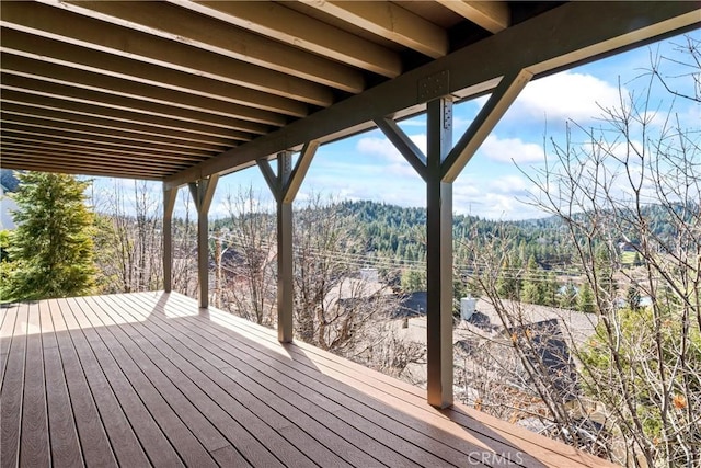 deck with a mountain view