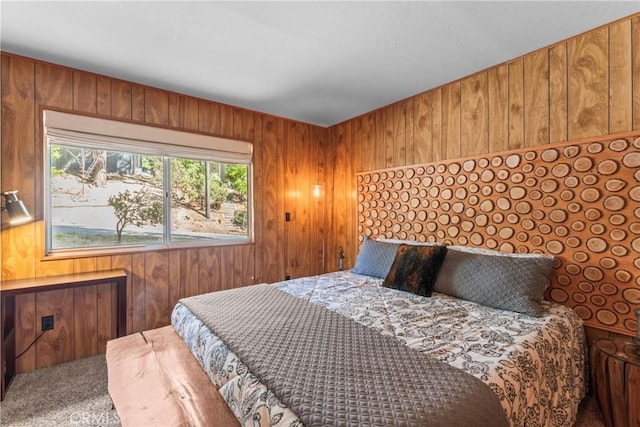 26375 Augusta Dr, Lake Arrowhead, CA 92352 - carpeted bedroom with wood walls