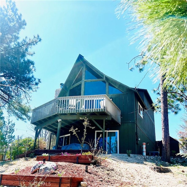 27482 Matterhorn Dr, Lake Arrowhead, CA 92352 - back of property featuring a wooden deck