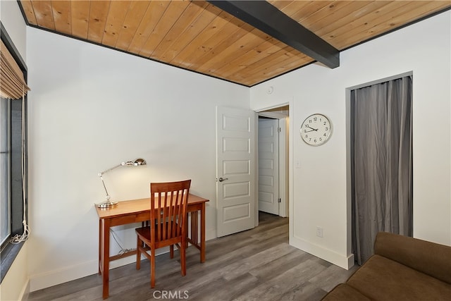41935 Switzerland Dr Unit 100, Big Bear Lake, CA 92315 - office space with beamed ceiling, wooden ceiling, and wood finished floors