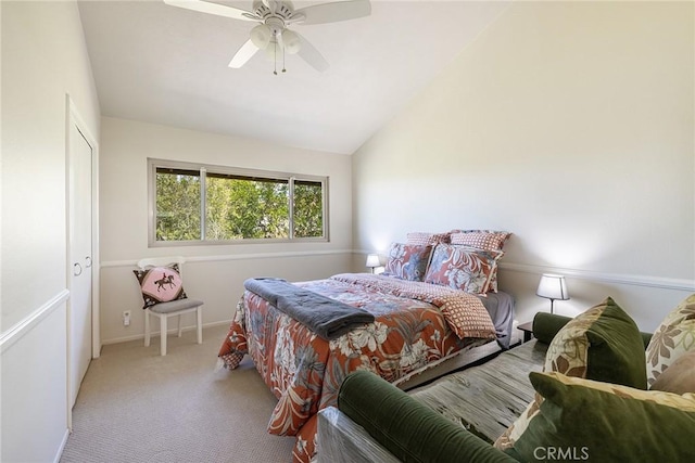 4054 Corte Cima, Thousand Oaks, CA 91360 - carpeted bedroom with vaulted ceiling, a ceiling fan, and baseboards
