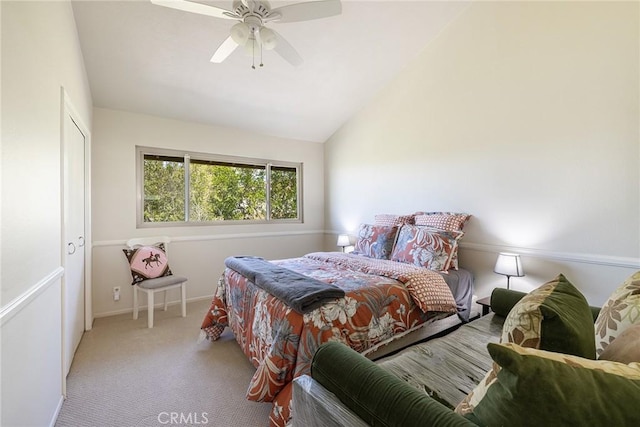 4054 Corte Cima, Thousand Oaks, CA 91360 - carpeted bedroom with lofted ceiling, a ceiling fan, and baseboards