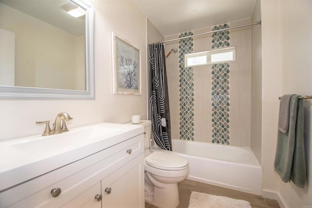 2821 Macdonald St, Oceanside, CA 92054 - bathroom featuring vanity, shower / tub combo, and a textured wall