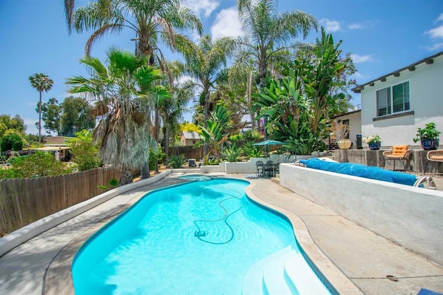 2821 Macdonald St, Oceanside, CA 92054 - view of swimming pool featuring a patio area, a fenced backyard, and outdoor lounge area