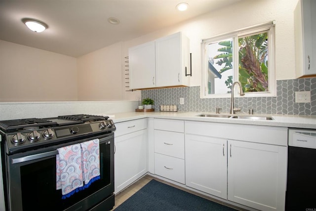 2821 Macdonald St, Oceanside, CA 92054 - kitchen featuring stainless steel range with gas cooktop, dishwasher, light countertops, white cabinets, and recessed lighting