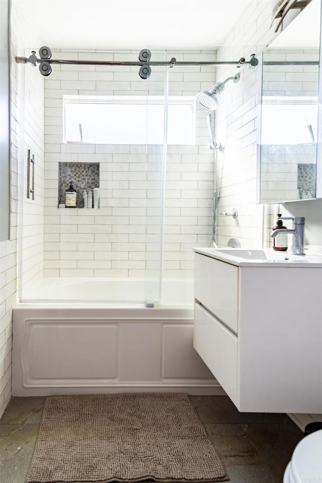4640 Max Dr, San Diego, CA 92115 - full bathroom featuring vanity, shower / bath combination with glass door, and plenty of natural light