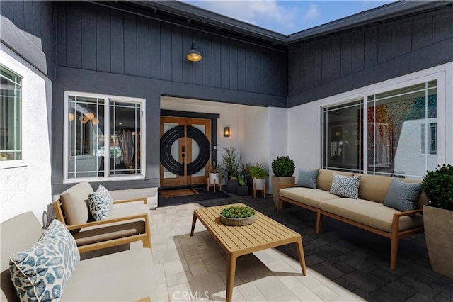 view of patio / terrace featuring an outdoor living space