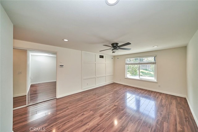 19910 Cantara St, Winnetka, CA 91306 - interior space featuring baseboards, a ceiling fan, recessed lighting, and wood finished floors