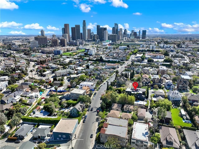drone / aerial view with a view of city