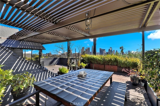 801 E Edgeware Rd, Los Angeles, CA 90026 - view of patio featuring a pergola, a wooden deck, and outdoor dining area