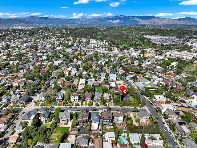 801 E Edgeware Rd, Los Angeles, CA 90026 - aerial view of property and surrounding area featuring a mountain backdrop and nearby suburban area