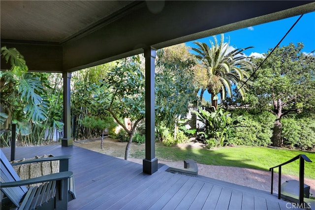 deck with a yard