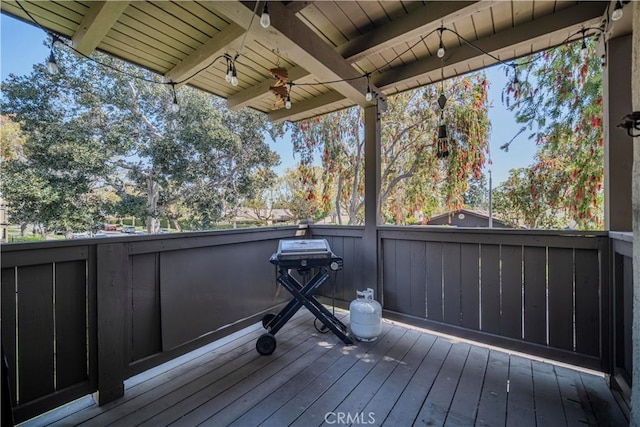 1345 Cabrillo Park Dr Unit J02, Santa Ana, CA 92701 - wooden terrace featuring a ceiling fan