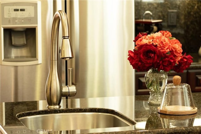 27732 N Bay Rd, Lake Arrowhead, CA 92352 - kitchen view of a sink and dark stone counters