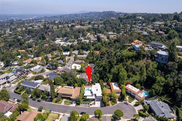 bird's eye view with a residential view