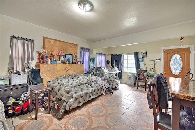 bedroom with a textured ceiling