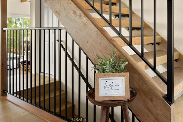 27684 St Bernard Ln, Lake Arrowhead, CA 92352 - stairs featuring wood finished floors