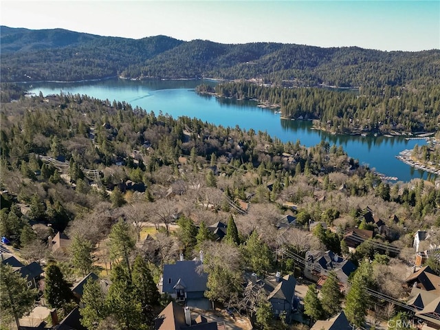 27684 St Bernard Ln, Lake Arrowhead, CA 92352 - drone / aerial view of a forest and a water and mountain view