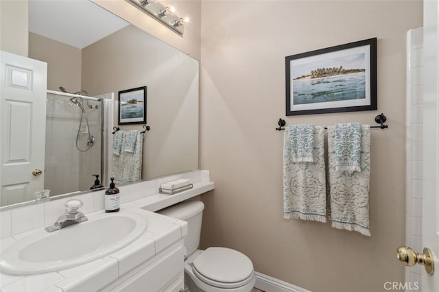 37549 Windsor Ct, Murrieta, CA 92562 - full bath with vanity, baseboards, a tile shower, and toilet
