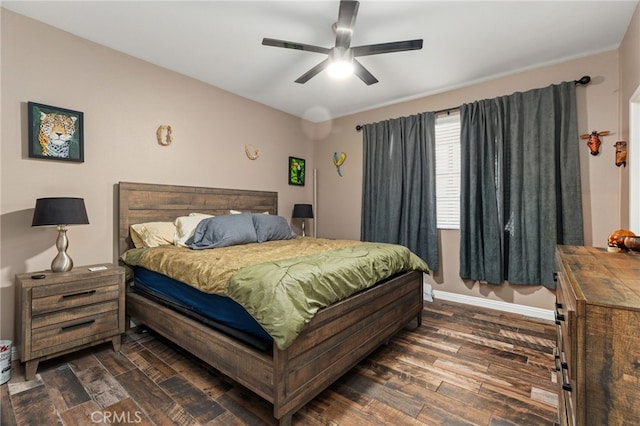 27196 Swift St, Menifee, CA 92584 - bedroom with dark wood-type flooring, baseboards, and a ceiling fan