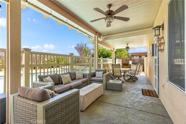 27196 Swift St, Menifee, CA 92584 - view of patio with outdoor dining space, a ceiling fan, and an outdoor hangout area