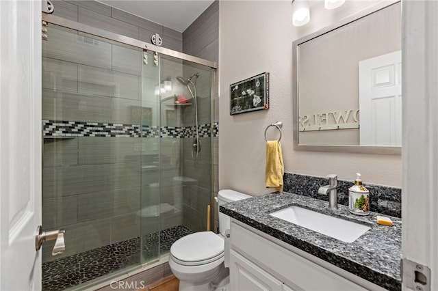 27196 Swift St, Menifee, CA 92584 - bathroom with vanity, toilet, and a stall shower