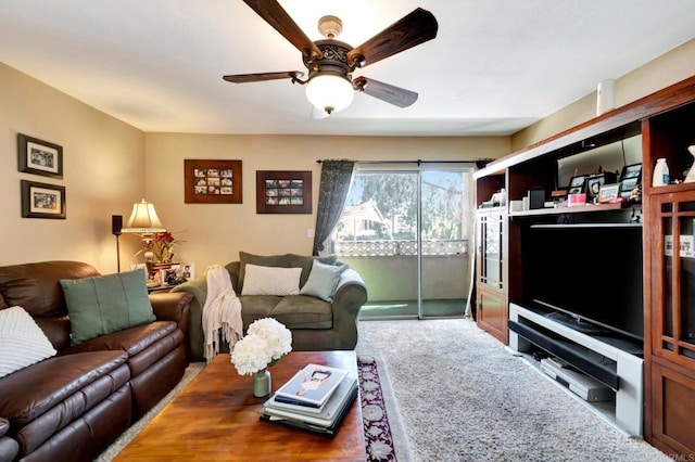 5362 Lake Murray Blvd, La Mesa, CA 91942 - carpeted living area featuring ceiling fan