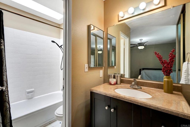 5362 Lake Murray Blvd, La Mesa, CA 91942 - ensuite bathroom with a ceiling fan, vanity, toilet, shower / bath combo, and ensuite bathroom