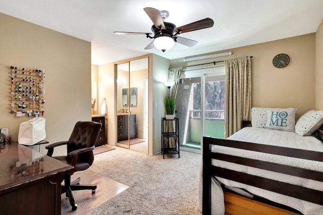 5362 Lake Murray Blvd, La Mesa, CA 91942 - bedroom featuring carpet, a closet, ceiling fan, and access to exterior