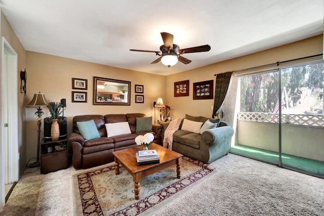 5362 Lake Murray Blvd, La Mesa, CA 91942 - carpeted living room featuring ceiling fan