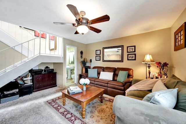 5362 Lake Murray Blvd, La Mesa, CA 91942 - carpeted living room with a ceiling fan
