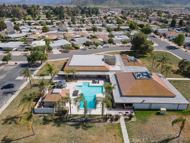 1130 Carob Ct, Hemet, CA 92545 - aerial view of residential area with a pool and a mountainous background