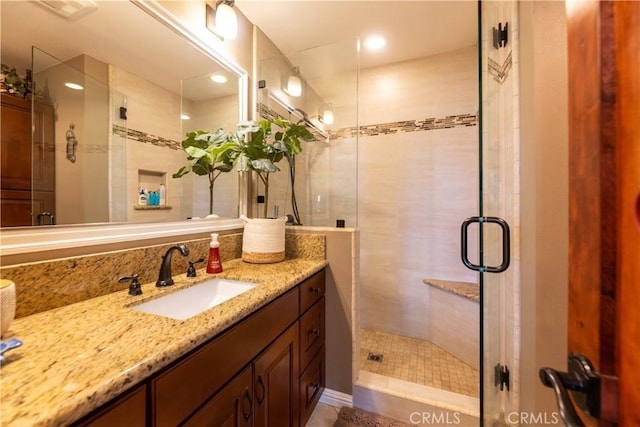 2645 S Patton Ave, San Pedro, CA 90731 - full bath featuring vanity, visible vents, and a shower stall