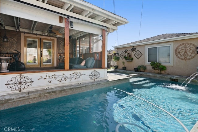 2645 S Patton Ave, San Pedro, CA 90731 - outdoor pool featuring a sunroom and french doors