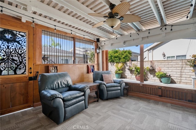 2645 S Patton Ave, San Pedro, CA 90731 - sunroom with plenty of natural light, beamed ceiling, and ceiling fan