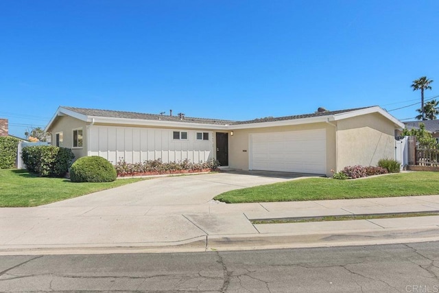 6065 Zora St, La Mesa, CA 91942 - ranch-style house featuring an attached garage, a front yard, concrete driveway, and stucco siding
